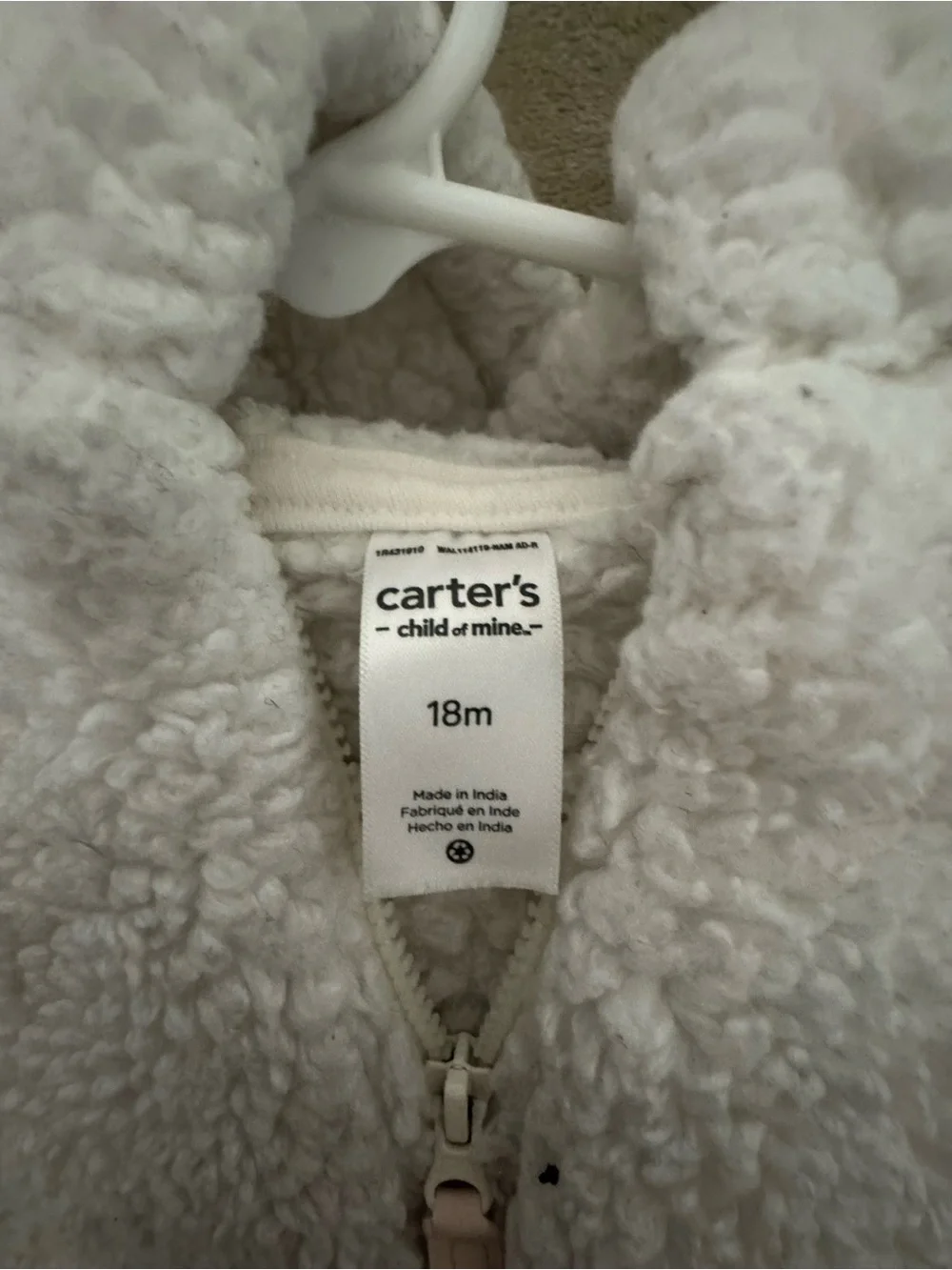 Carter's Cream Sherpa Zip Hoodie